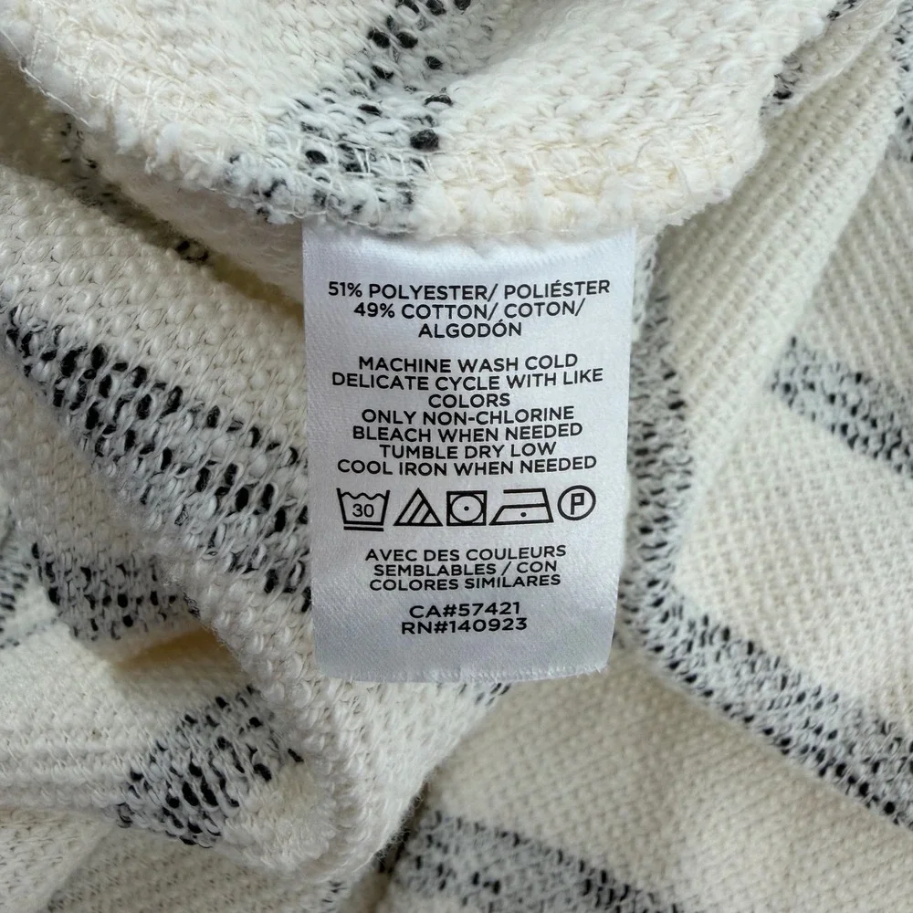 LOFT Women M‎ Sweater Cream Striped Cowl Neck Relaxed Fit Coastal Grandma Cozy
